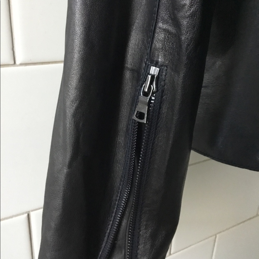 VINCE Soft Cross-Front Leather Moto Black Jacket S - Picture 9 of 12